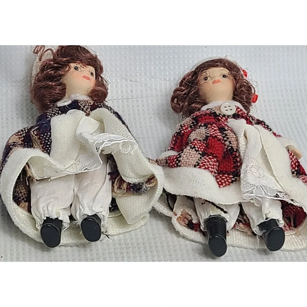 2 Vintage Porcelain Doll Set. Clothes Toy Girl Lady Lace Dress Hat Rare Antique?